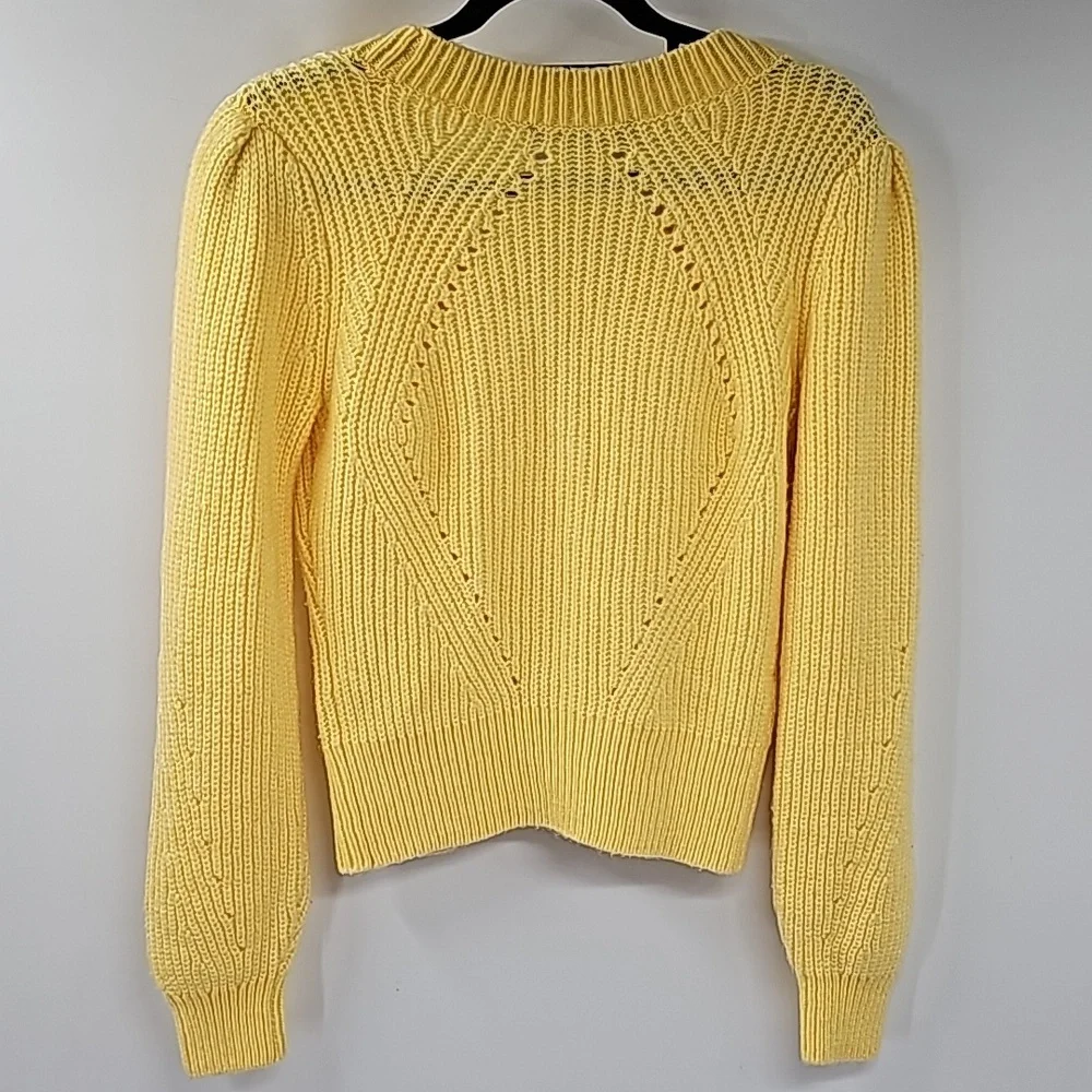 Yellow V-Neck Button Cardigan Sweater - Picture 9 of 16